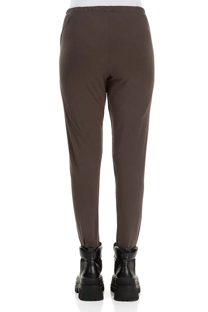 Cropped Forest Brown Cotton Leggings 2