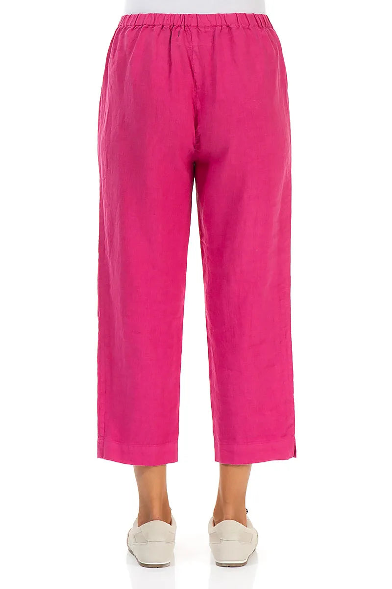 Cropped Fuchsia Linen Trousers