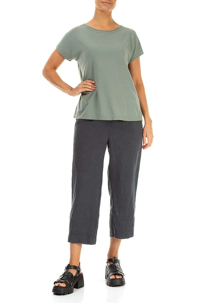 Cropped Graphite Linen Trousers