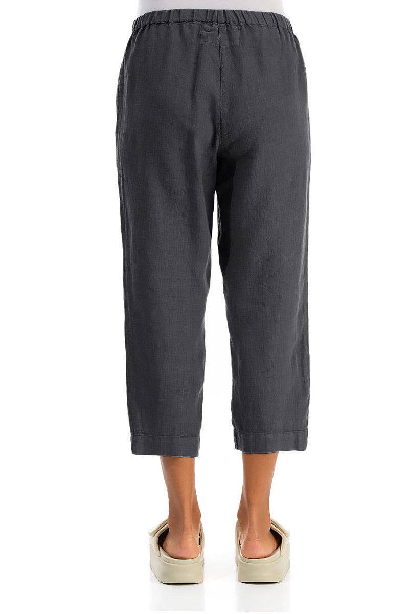 Cropped Graphite Linen Trousers
