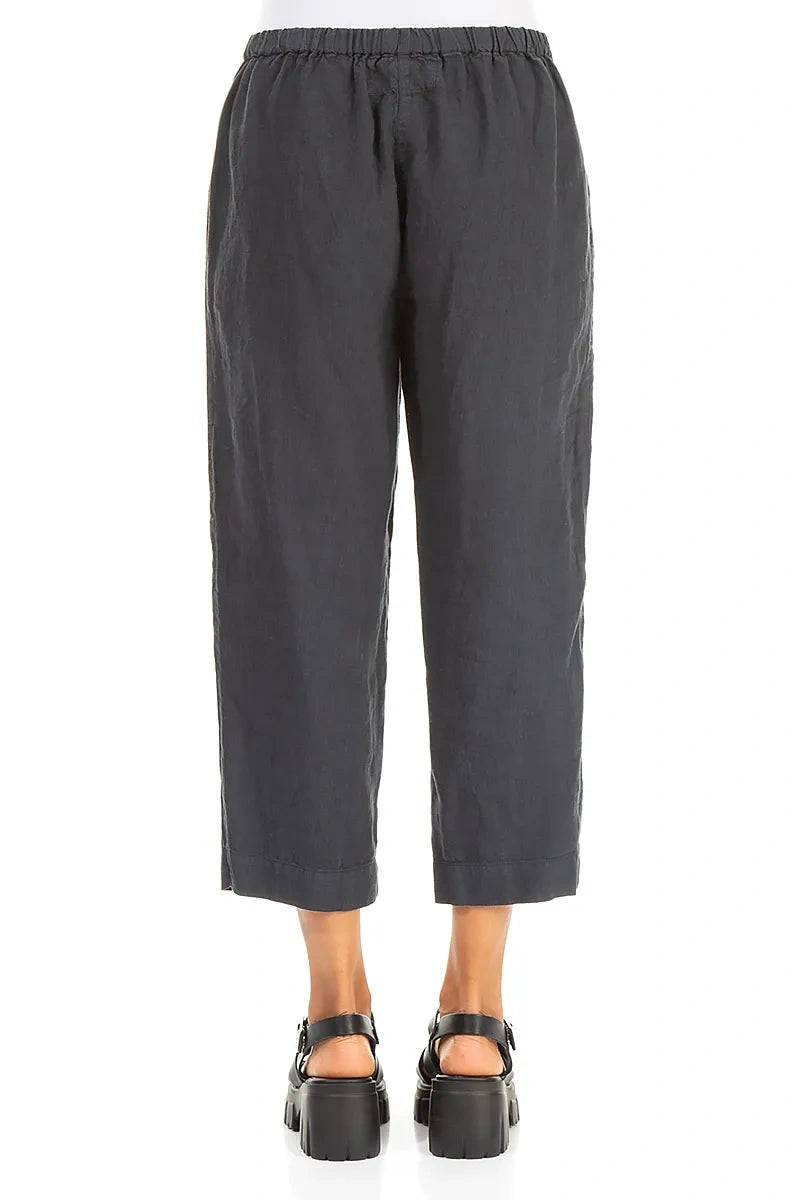 Cropped Graphite Linen Trousers