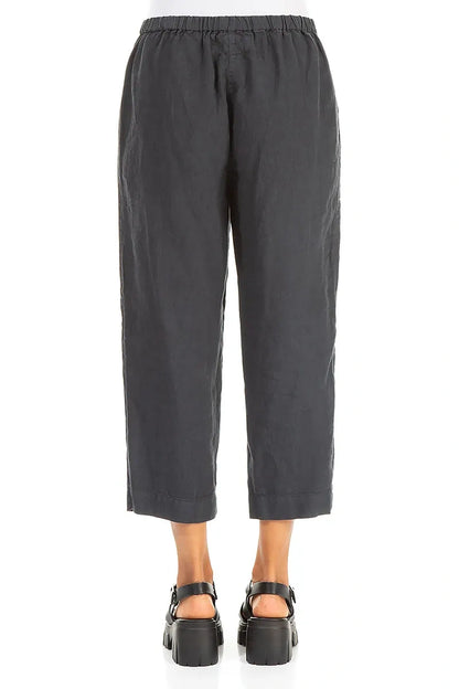 Cropped Graphite Linen Trousers