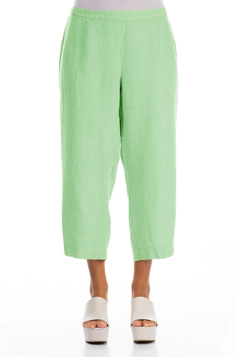 Cropped Green Sorbet Linen Trousers