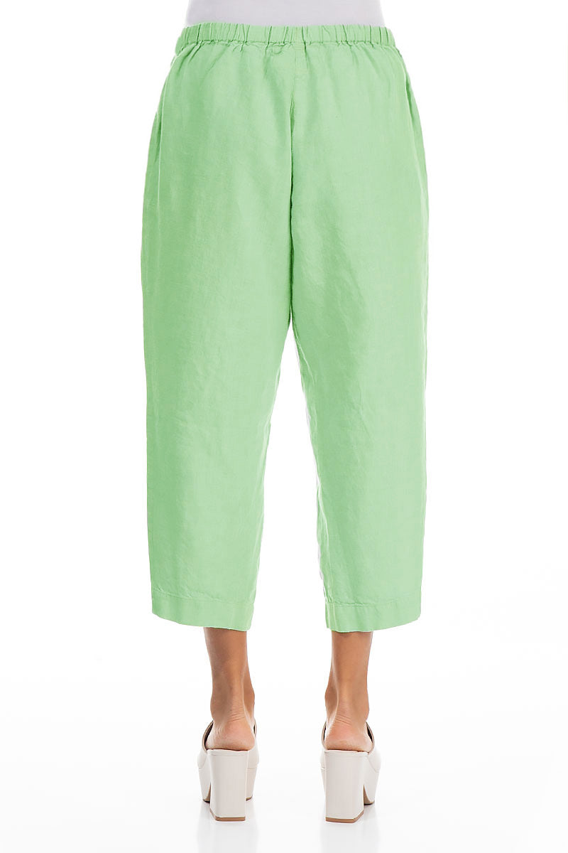 Cropped Green Sorbet Linen Trousers