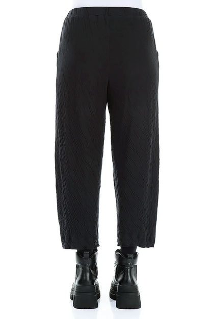 Cropped Grey Wavy Cotton Trousers 2