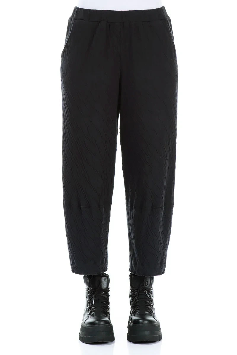 Cropped Grey Wavy Cotton Trousers 1