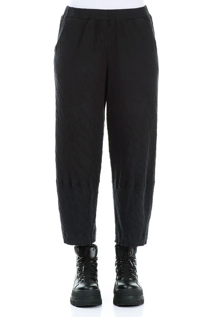 Cropped Grey Wavy Cotton Trousers 1