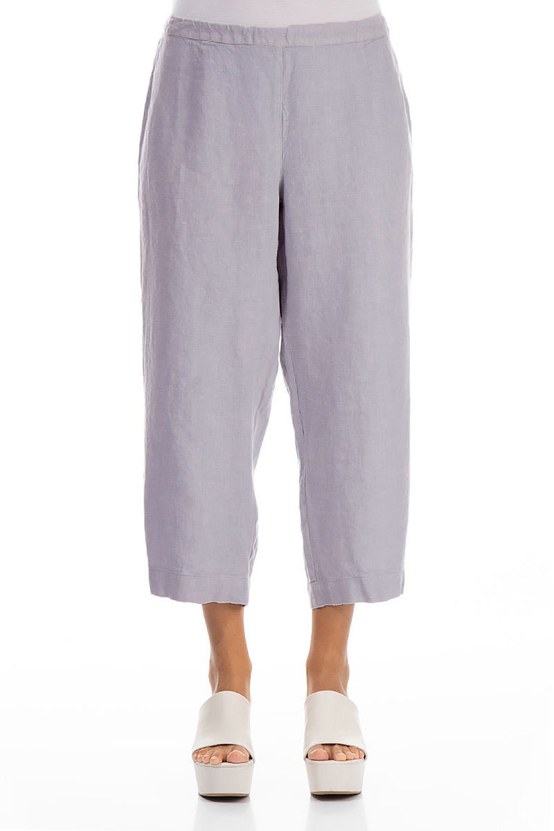 Cropped Lilac Grey Linen Trousers