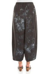 Cropped Loose Liquid Charcoal Pure Silk Trousers 2
