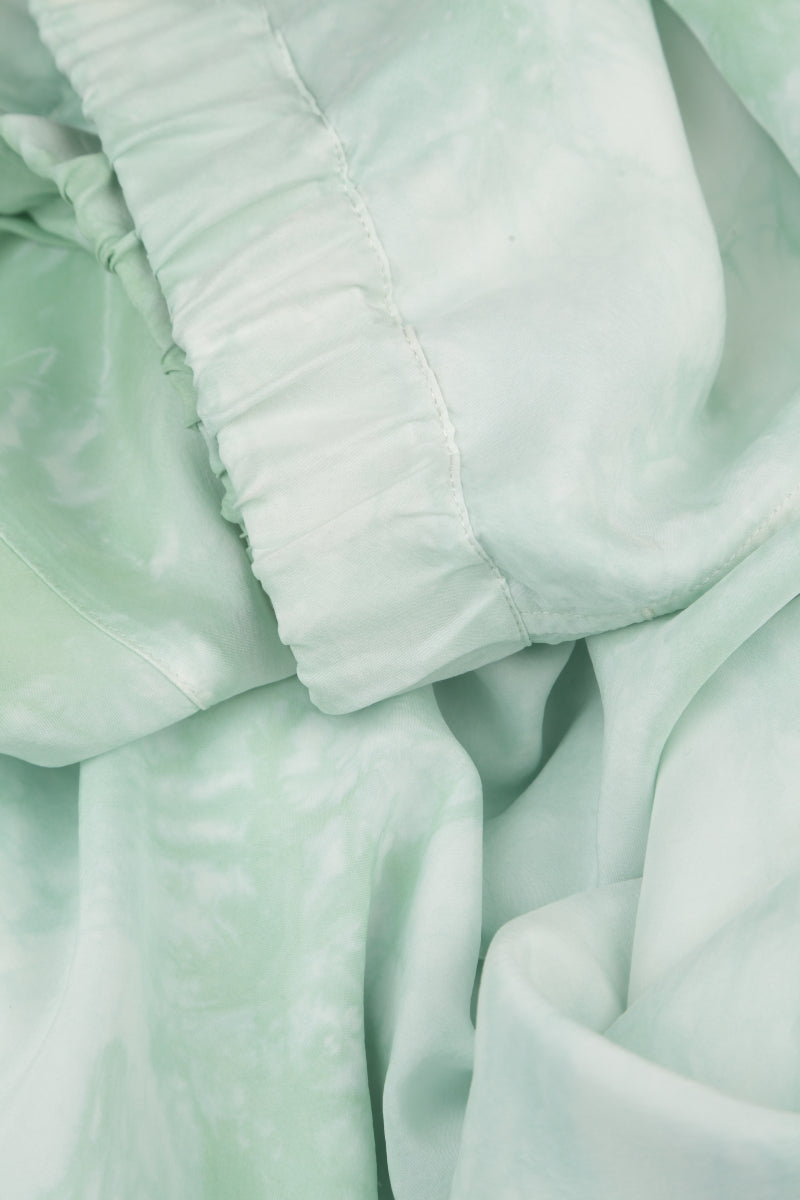 Cropped Loose Liquid Mint Pure Silk Trousers