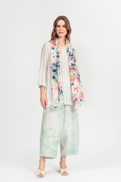 Cropped Loose Liquid Mint Pure Silk Trousers