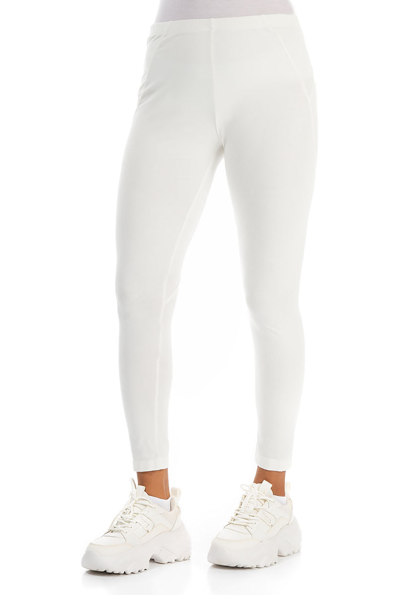 Cropped Off White Cotton Leggings