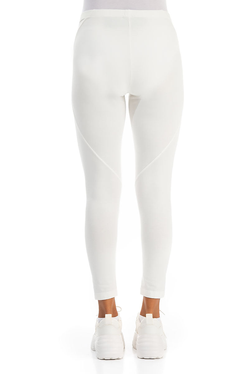 Cropped Off White Cotton Leggings