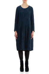 Balloon Navy Circle Silk Linen Dress 1