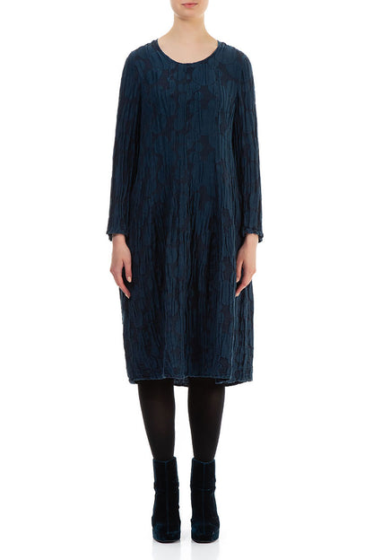 Balloon Navy Circle Silk Linen Dress 1