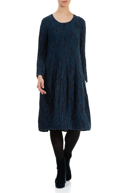 Balloon Navy Circle Silk Linen Dress 3
