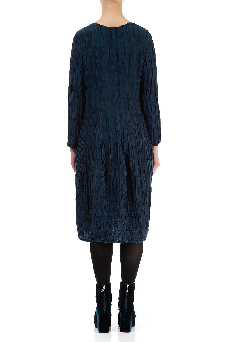 Balloon Navy Circle Silk Linen Dress 2
