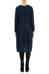 Balloon Navy Circle Silk Linen Dress 2