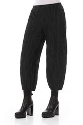 Cropped Taper Black Silk Linen Trousers 3