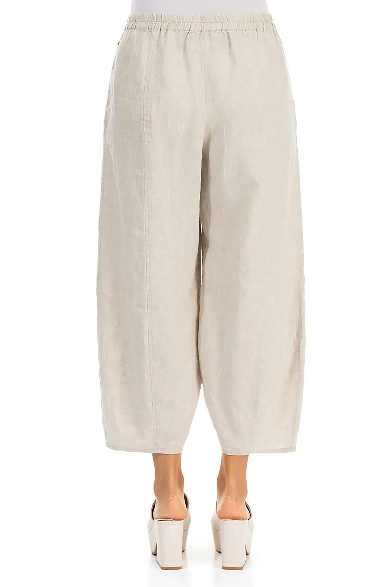 Cropped Taper Natural Linen Trousers 2