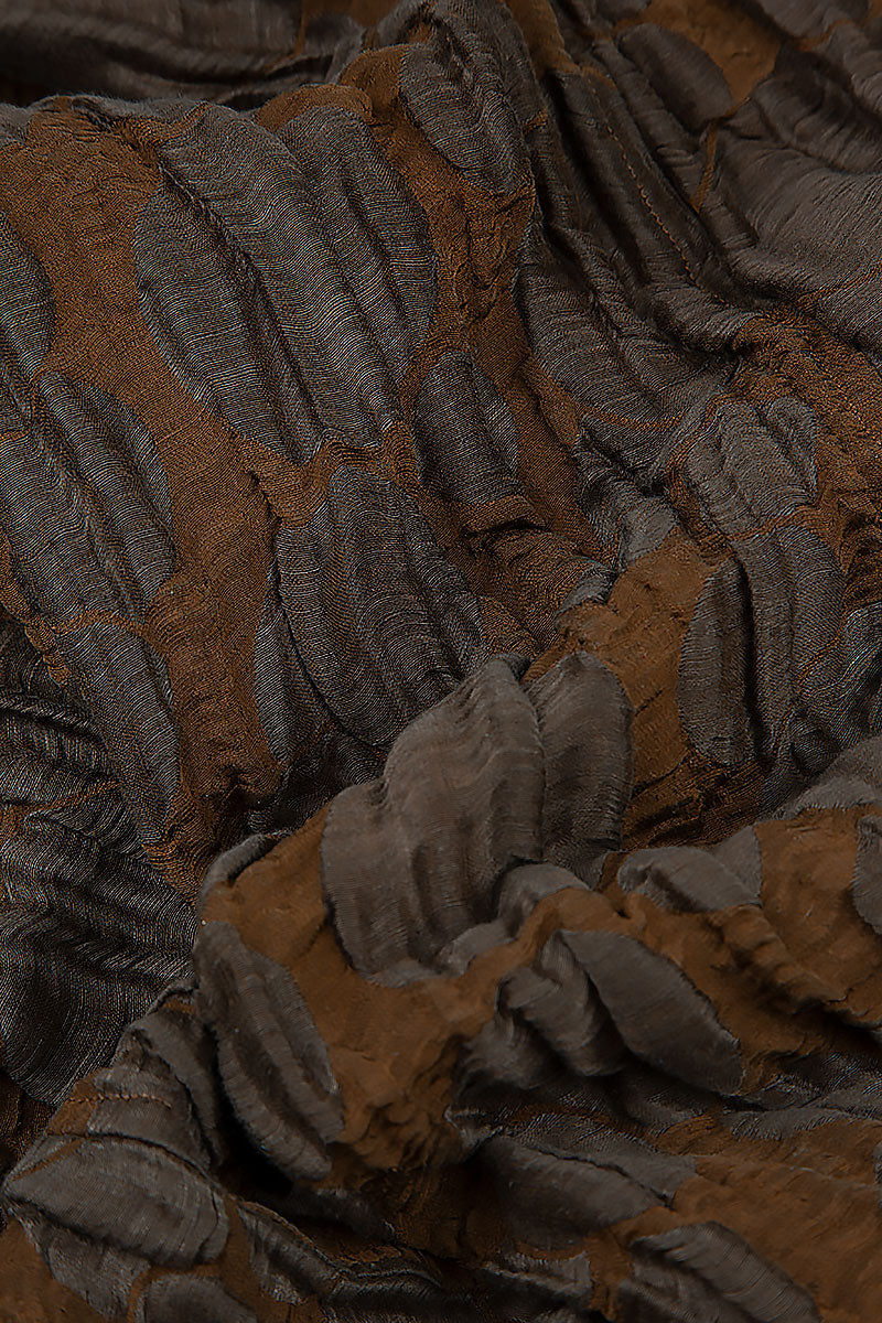 Cropped Taper Truffle Brown Circle Silk Linen Trousers 4