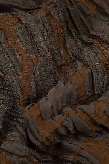 Cropped Taper Truffle Brown Circle Silk Linen Trousers 4