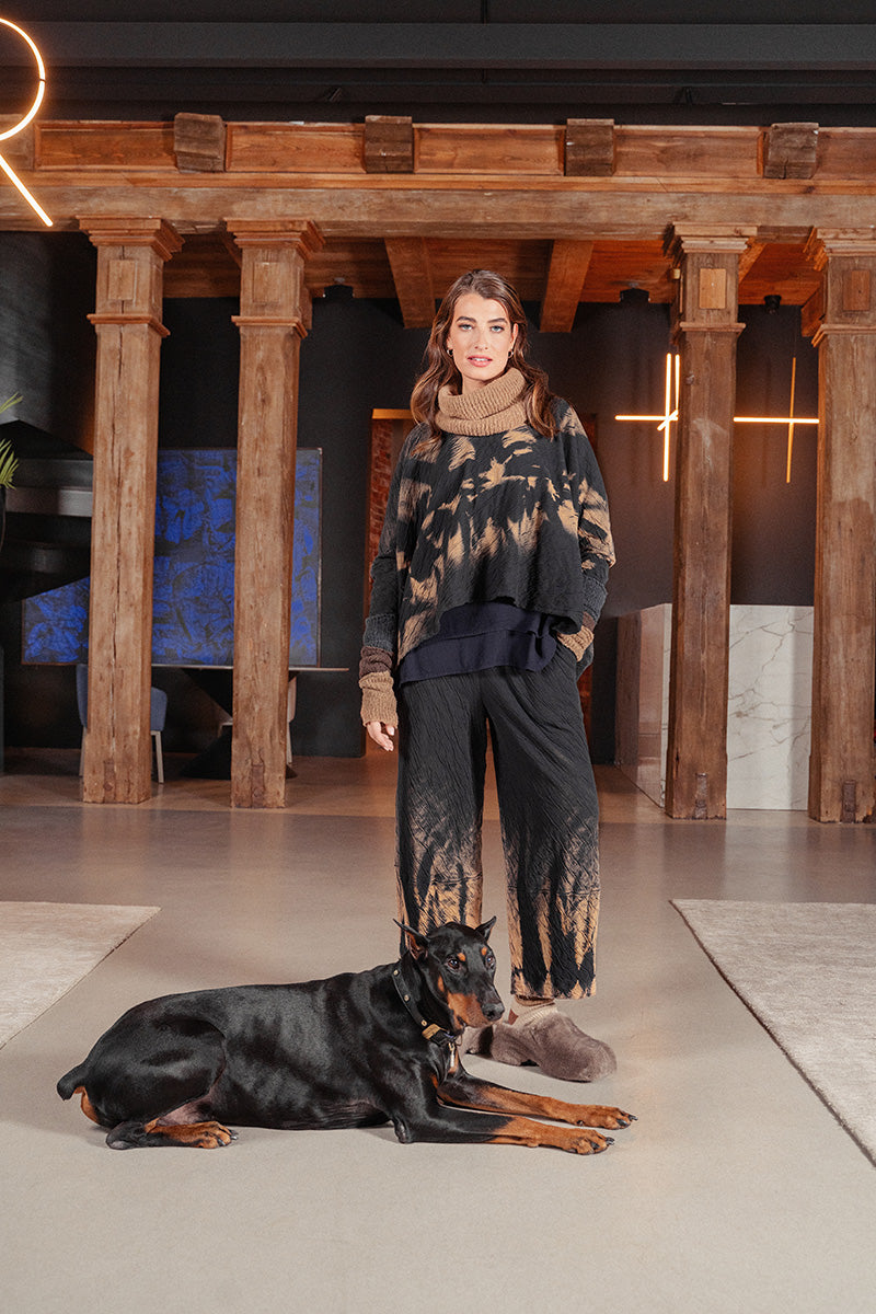 Cropped Tie-Dye Wavy Cotton Trousers 6