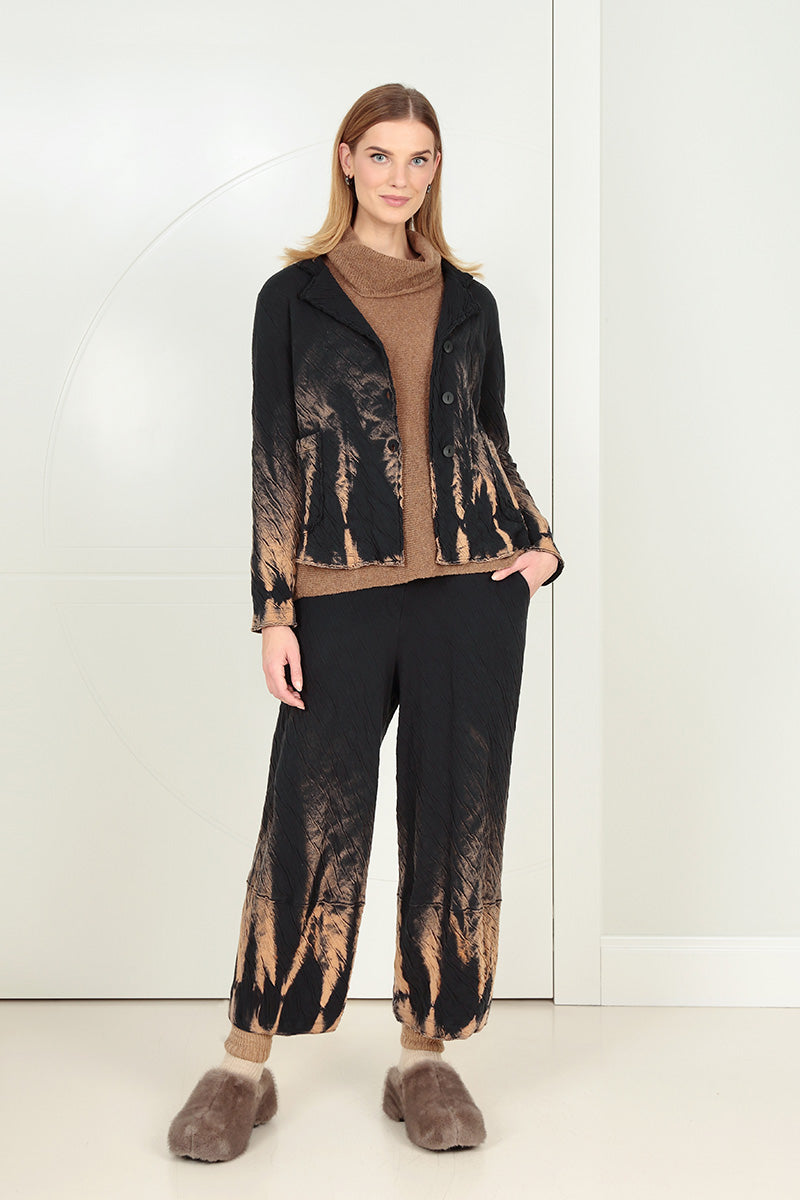 Cropped Tie-Dye Wavy Cotton Trousers 7