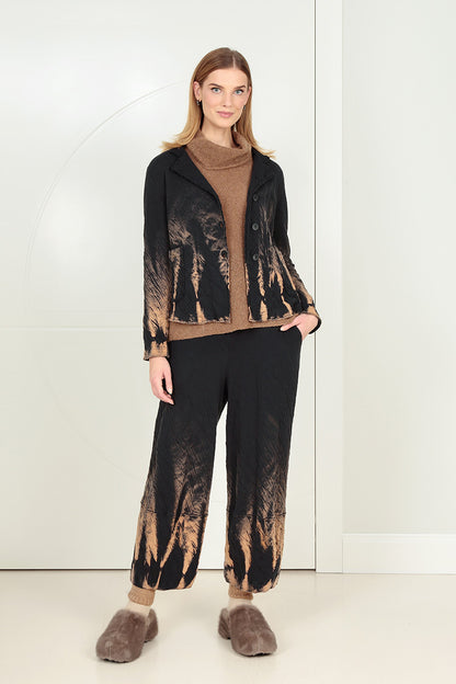 Cropped Tie-Dye Wavy Cotton Trousers 7