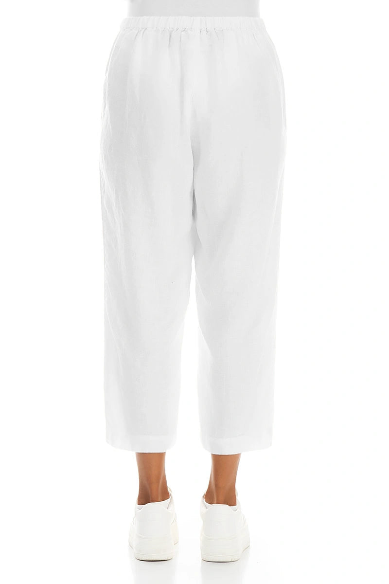 Kurze weiße Leinenhose