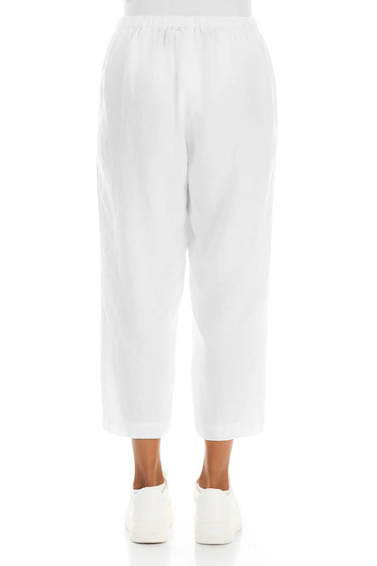 Kurze weiße Leinenhose
