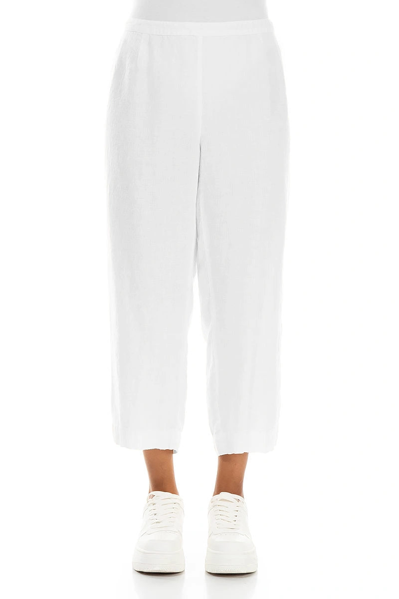 Kurze weiße Leinenhose