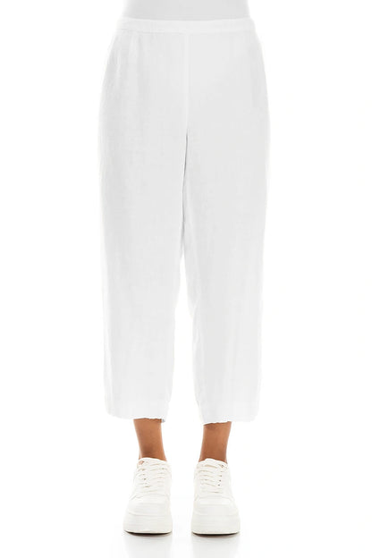 Kurze weiße Leinenhose