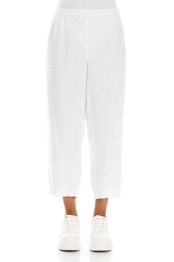 Kurze weiße Leinenhose