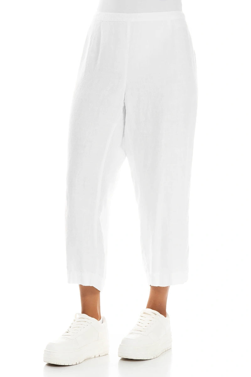 Kurze weiße Leinenhose