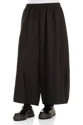 Cropped Wide Black Pure Silk Trousers 3