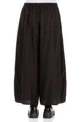 Cropped Wide Black Pure Silk Trousers 2