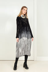 Silver Silk Velvet Ombré Dress 7
