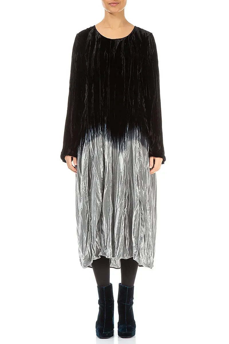 Silver Silk Velvet Ombré Dress 2