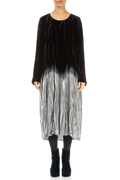 Silver Silk Velvet Ombré Dress 2