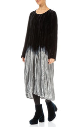 Silver Silk Velvet Ombré Dress 4