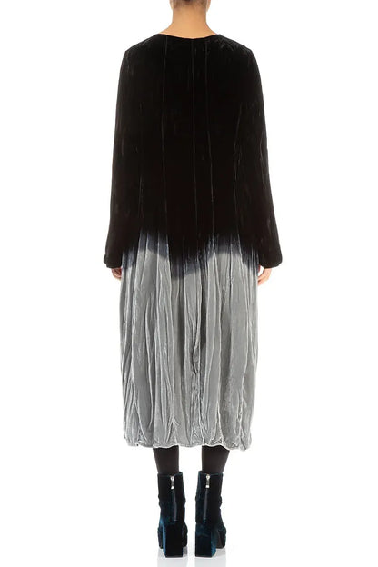 Silver Silk Velvet Ombré Dress 3