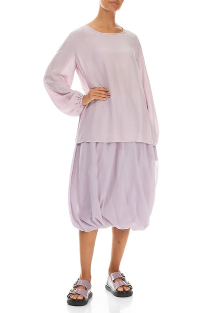 Cuff Sleeves Lilac Silk Bamboo Blouse 4