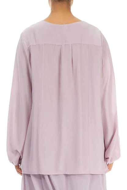 Cuff Sleeves Lilac Silk Bamboo Blouse 2