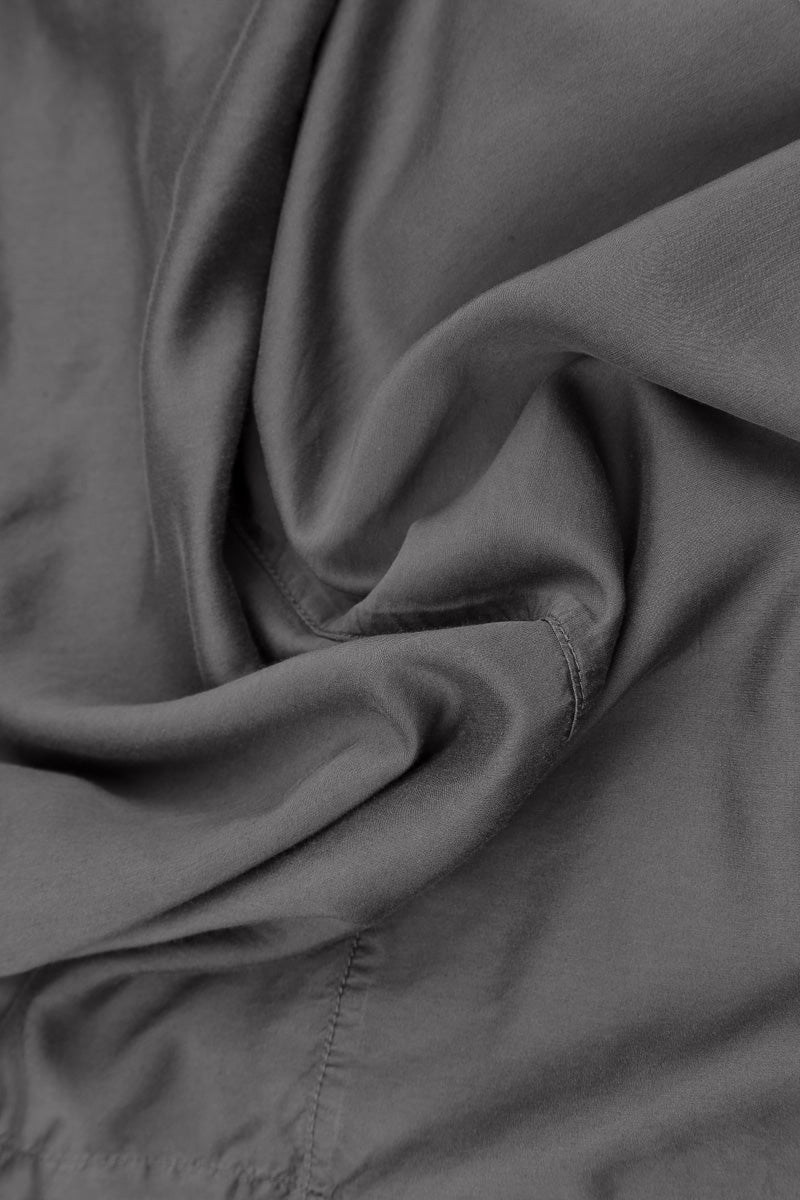 Curved Charcoal Silk Cotton Trousers 5