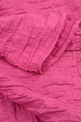 Curved Hem Crinkled Fuchsia Silk Linen Jacket 5