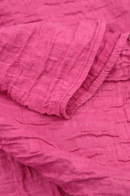 Curved Hem Crinkled Fuchsia Silk Linen Jacket 5