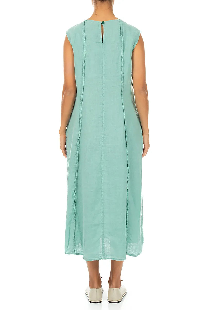 Curved Seam Mint Linen Dress 2