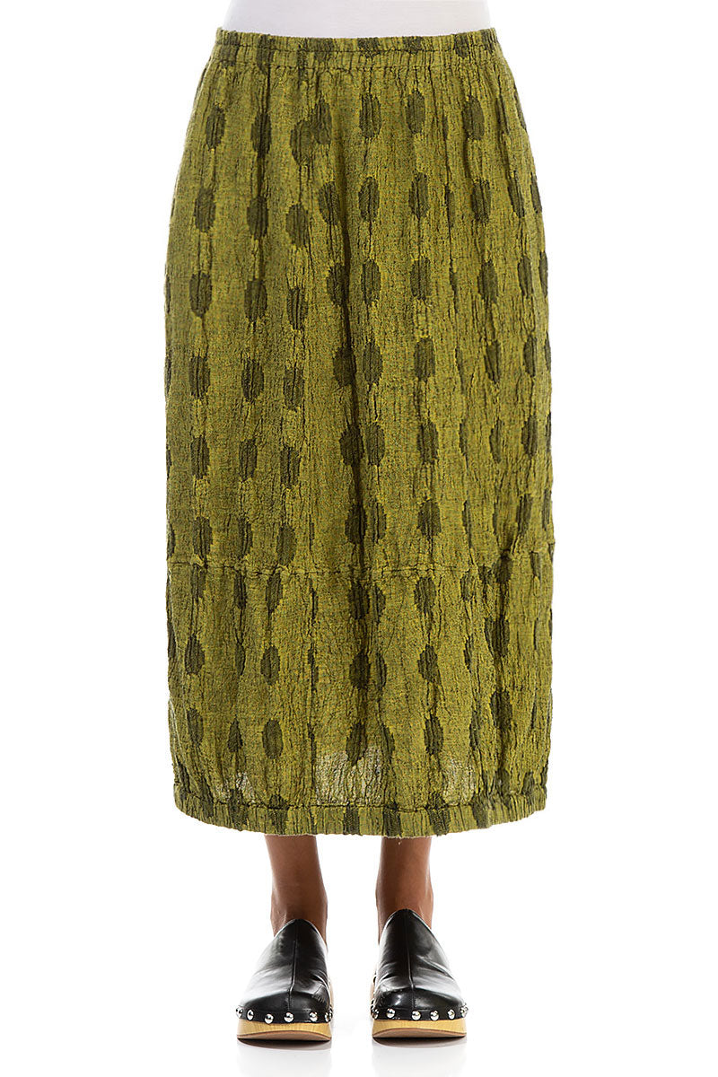 Cyber Lime Textured Bubbles Linen Skirt