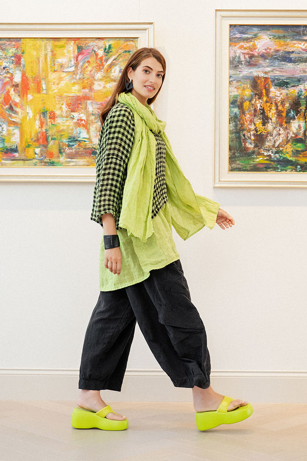 Lime Soft Gauze Linen Scarf 1